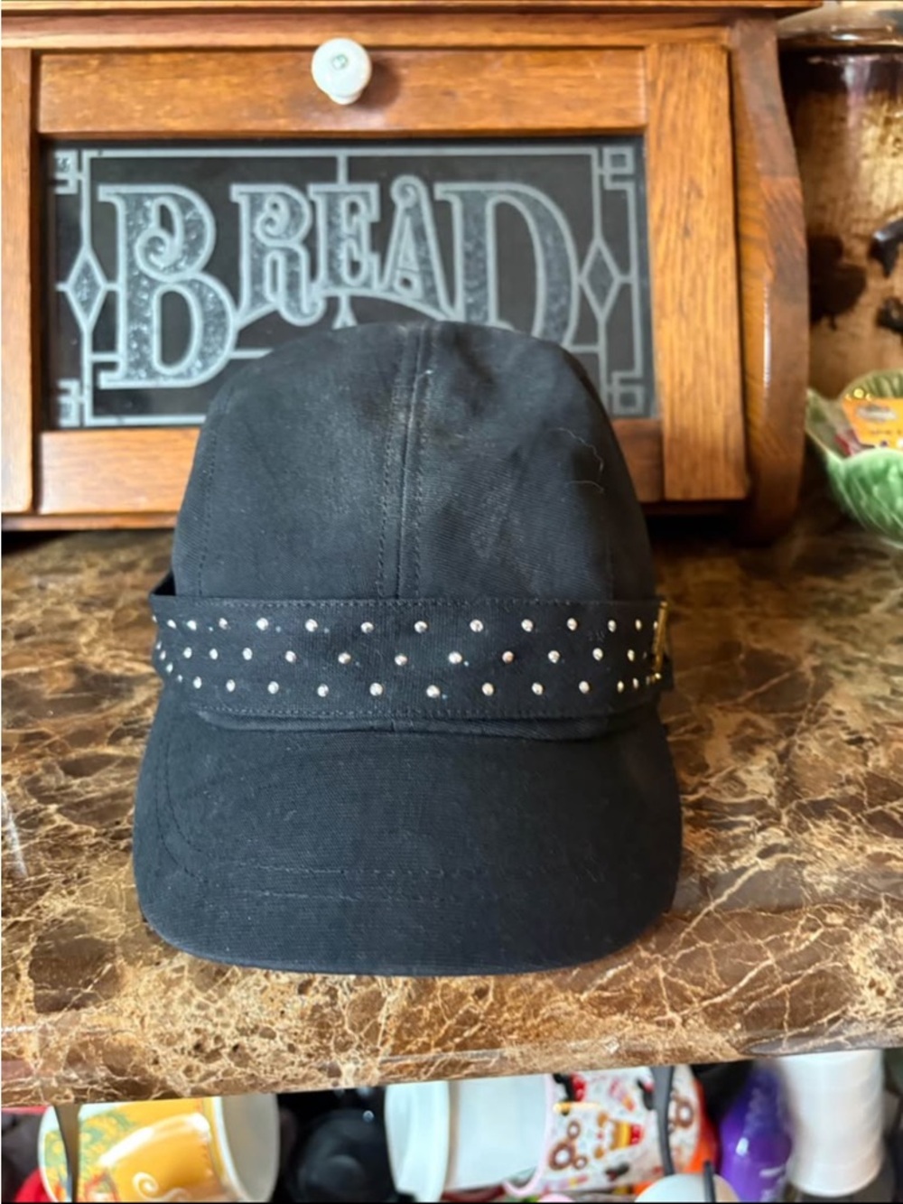 Black Studded Harley Davidson Women Visor Cap